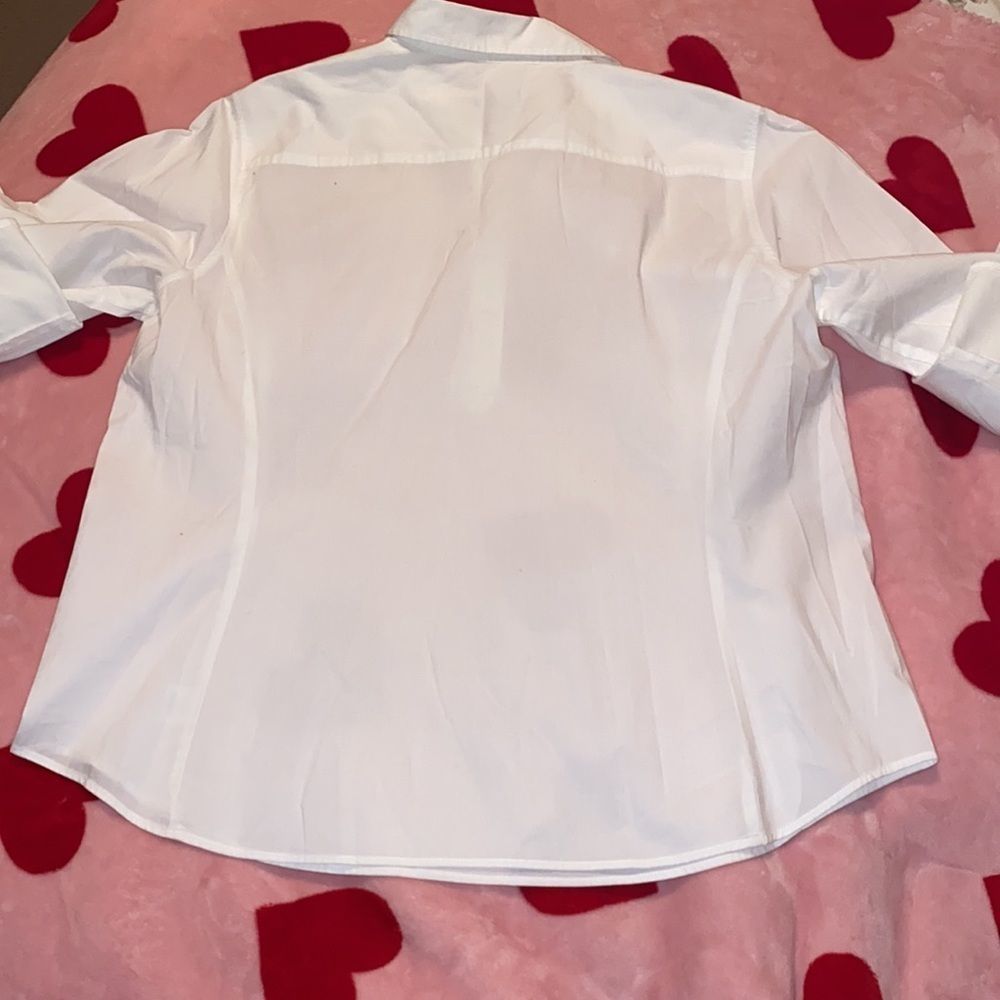Solid White Talbots Stretch Convertible Blouse - image 8